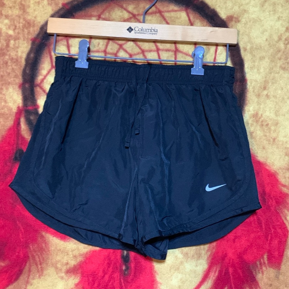 NIKE-black ‘DRI-FIT’ polyester lined drawstring stretch waistband swim trunks